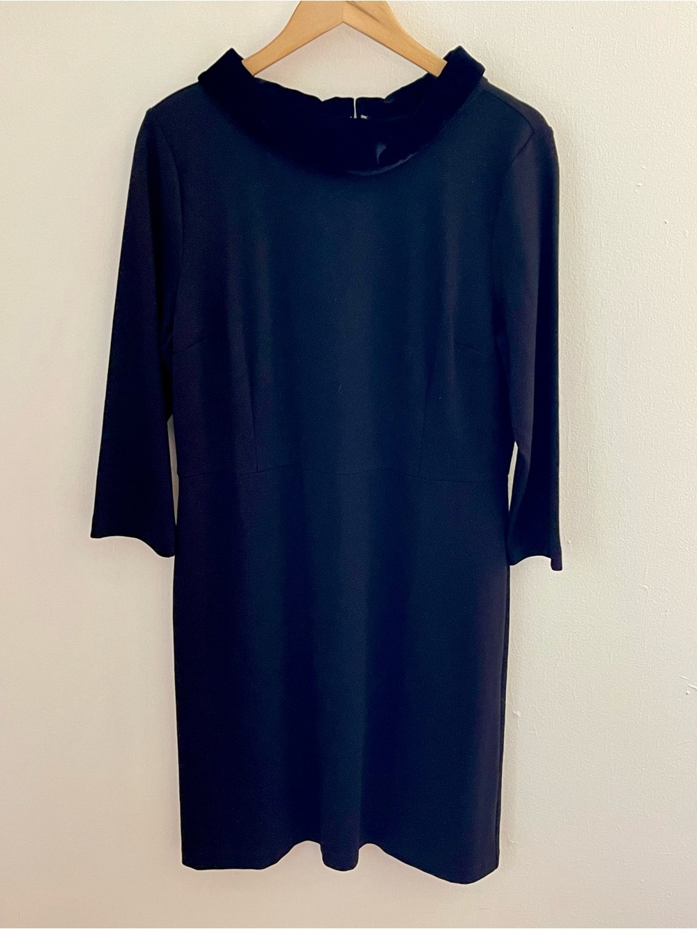 Talbots NWT Black Ponte Velvet Collar Sheath Dress Size 12